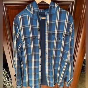 Vintage Polo Ralph Lauren Plaid Button Up Hooded Shirt